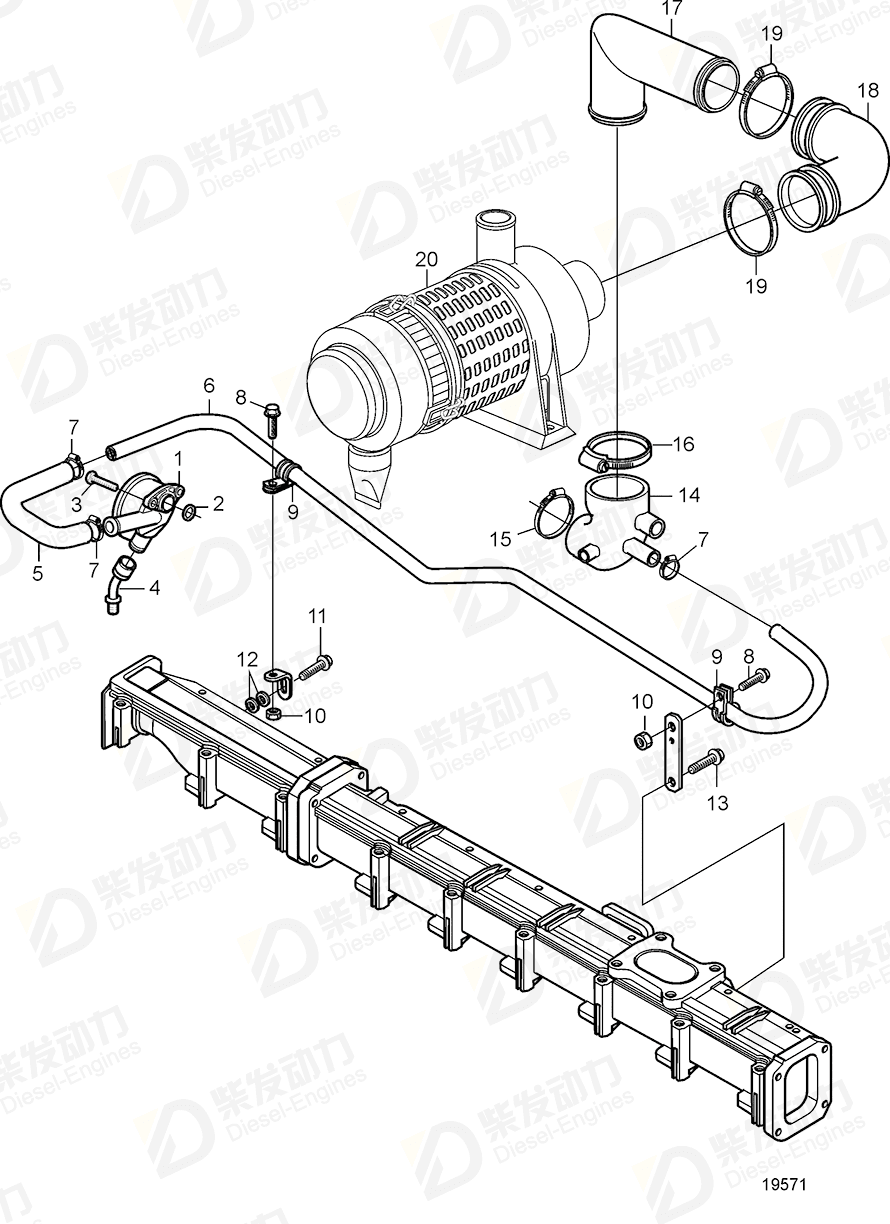 volvo penta Gasket 20405943 Drawing volvo penta Gasket 20405943 Drawing